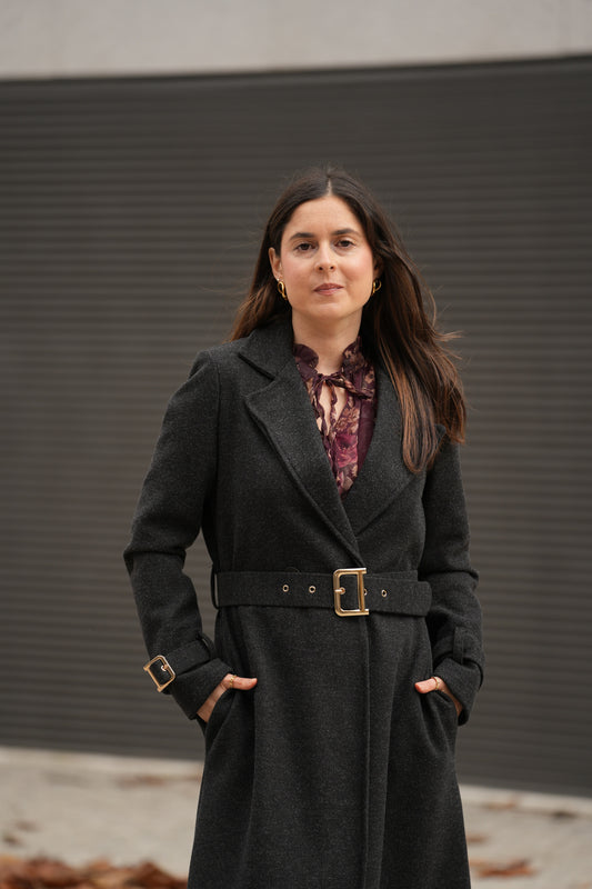 Sobretudo com cinto Elegance cinza