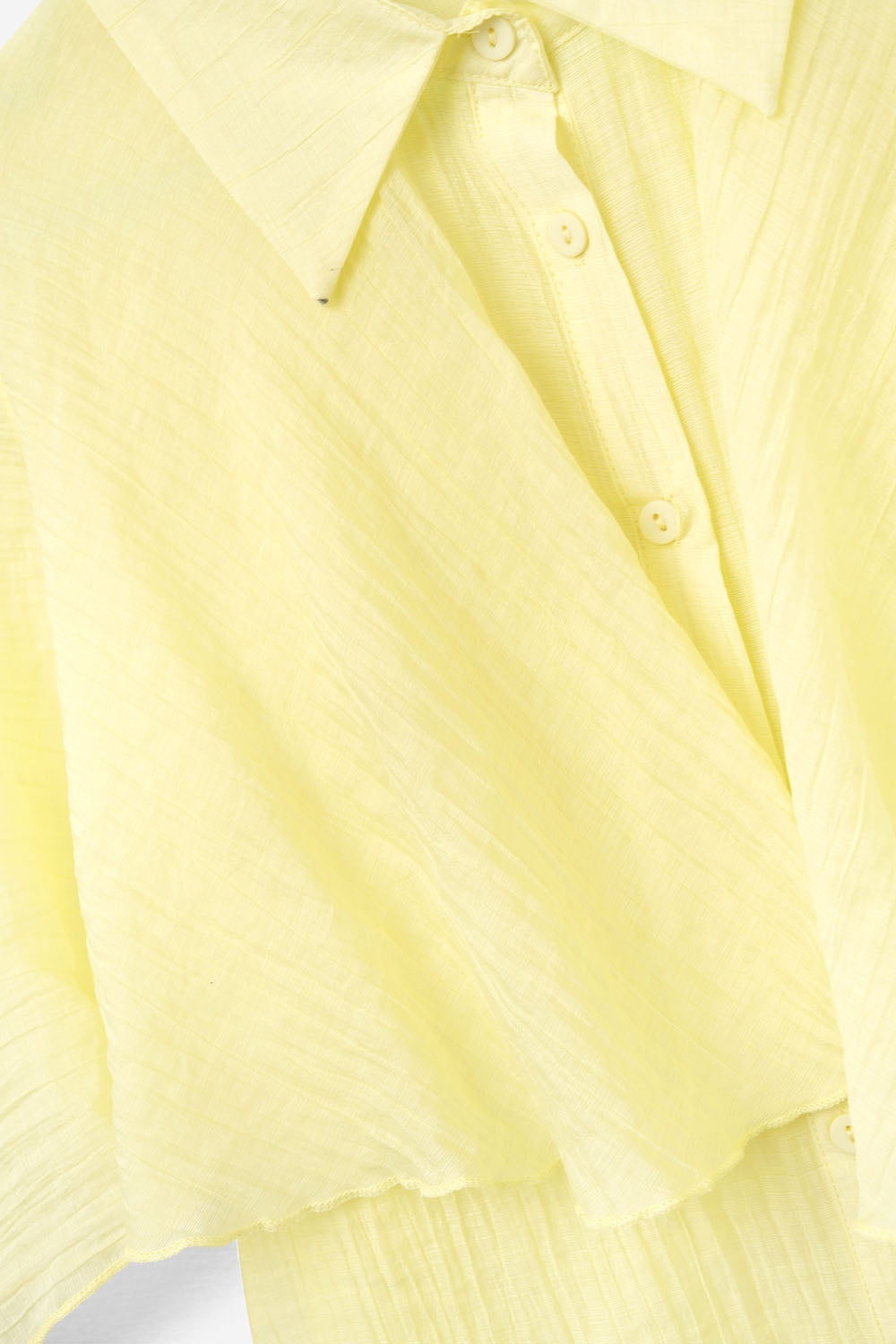 Blusa de chiffon texturada amarela com mangas caídas