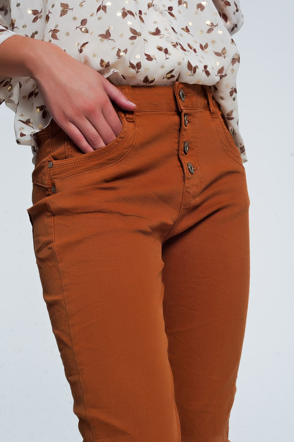 Calças de ganga relaxed um laranja 4 Bottoni