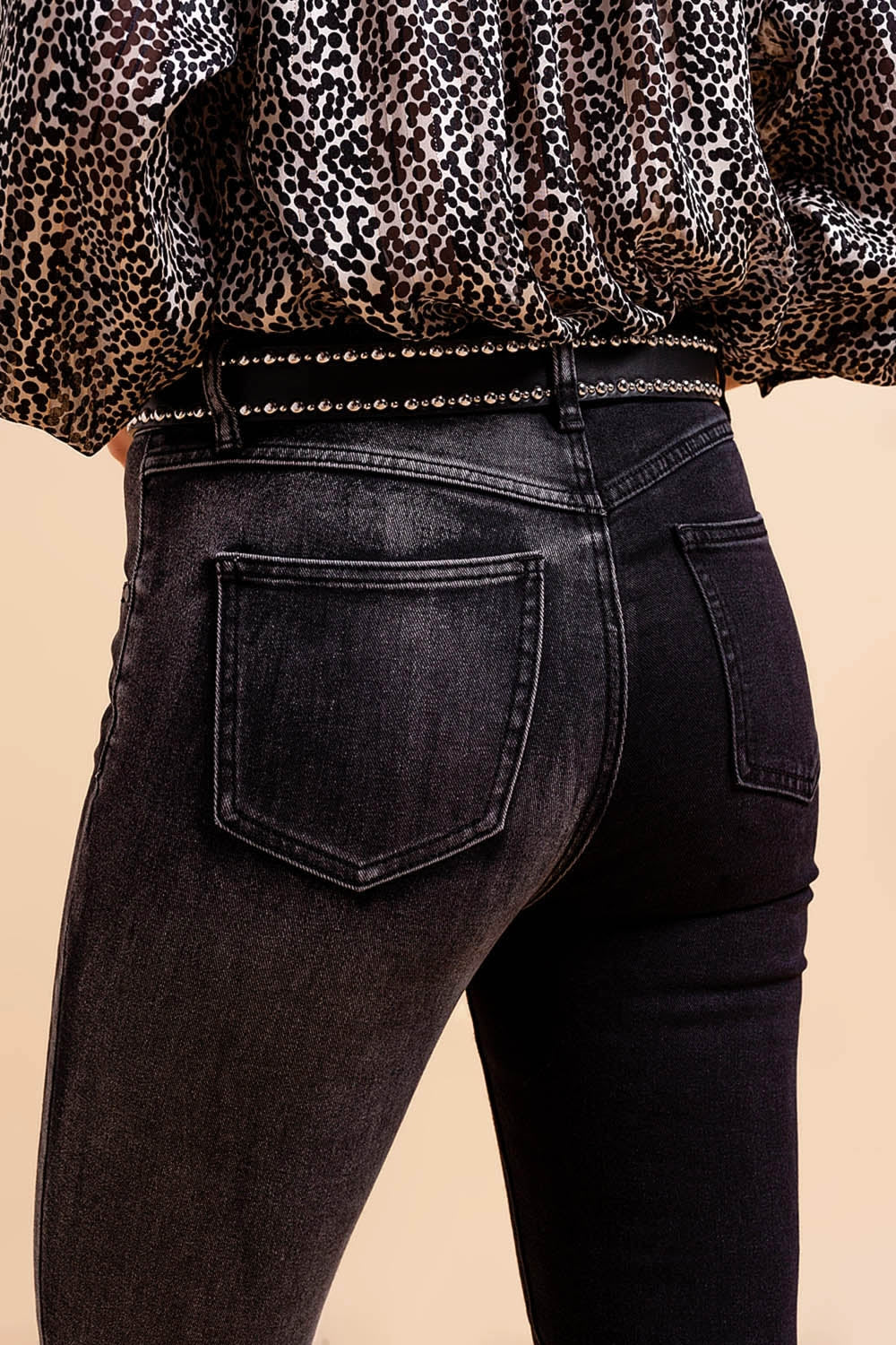 Calças de ganga skinny com desenho color block