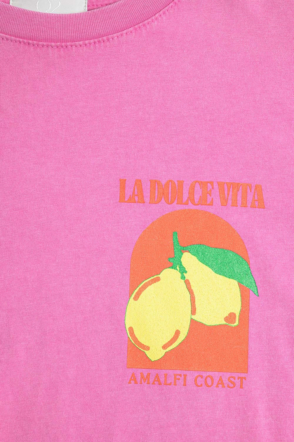 Camiseta de Corte Relaxado com Estampa La Dolce Vita em Rosa