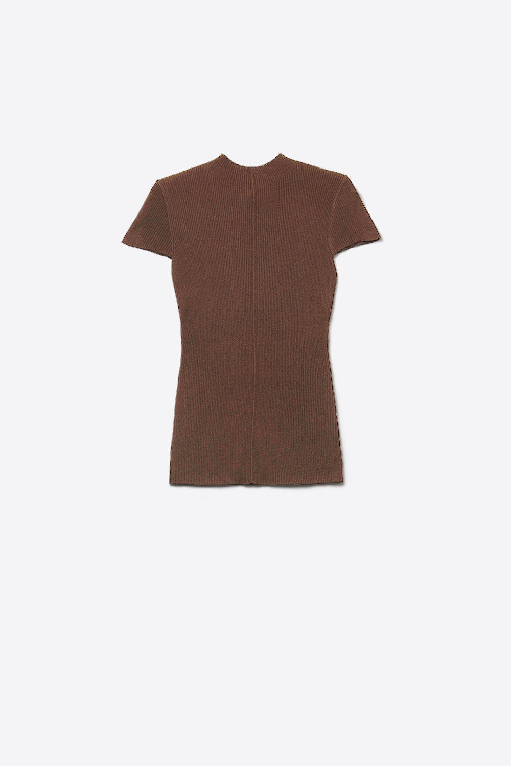 Camisola de malha canelada de peso pluma em castanho