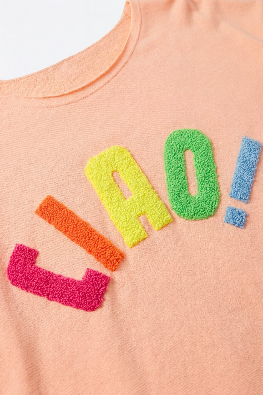 Camisola Gráfica com Caimento Solto Laranja com Texto Colorido