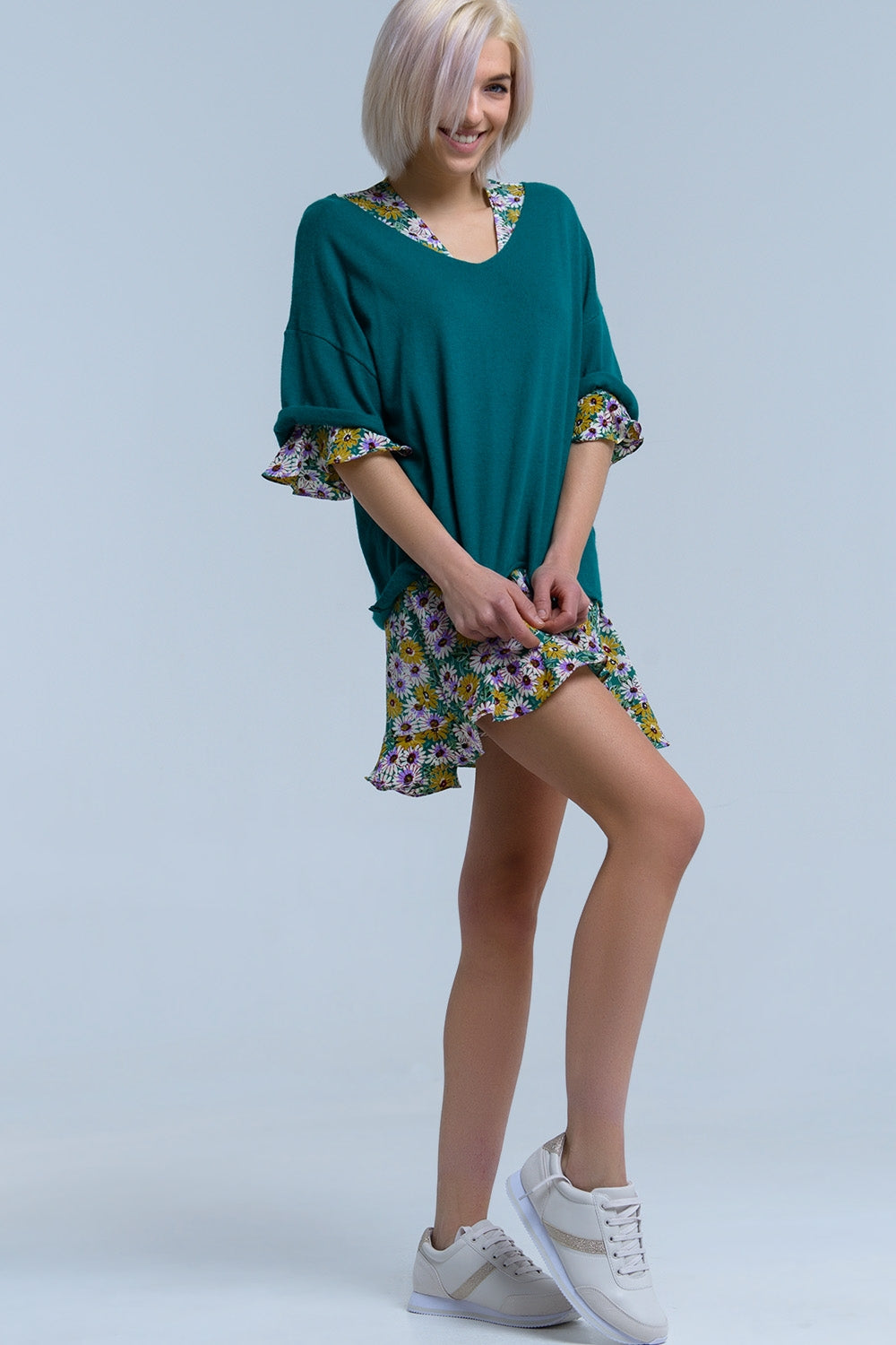 Camisola verde de manga curta