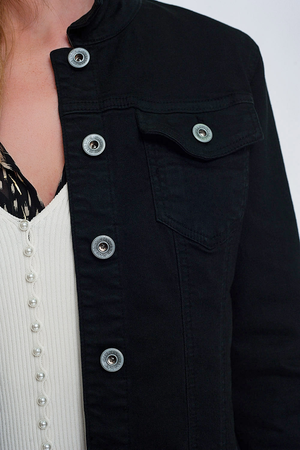 Casaco de ganga preto justo