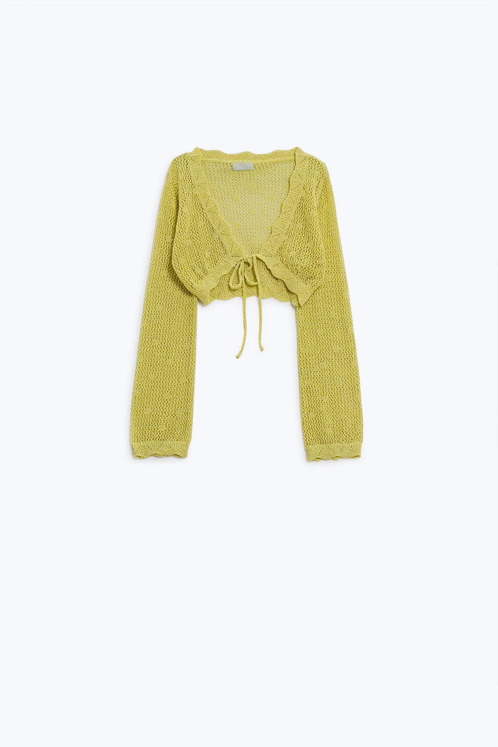 Q2 Casaco de malha curto amarelo com pormenor em lurex