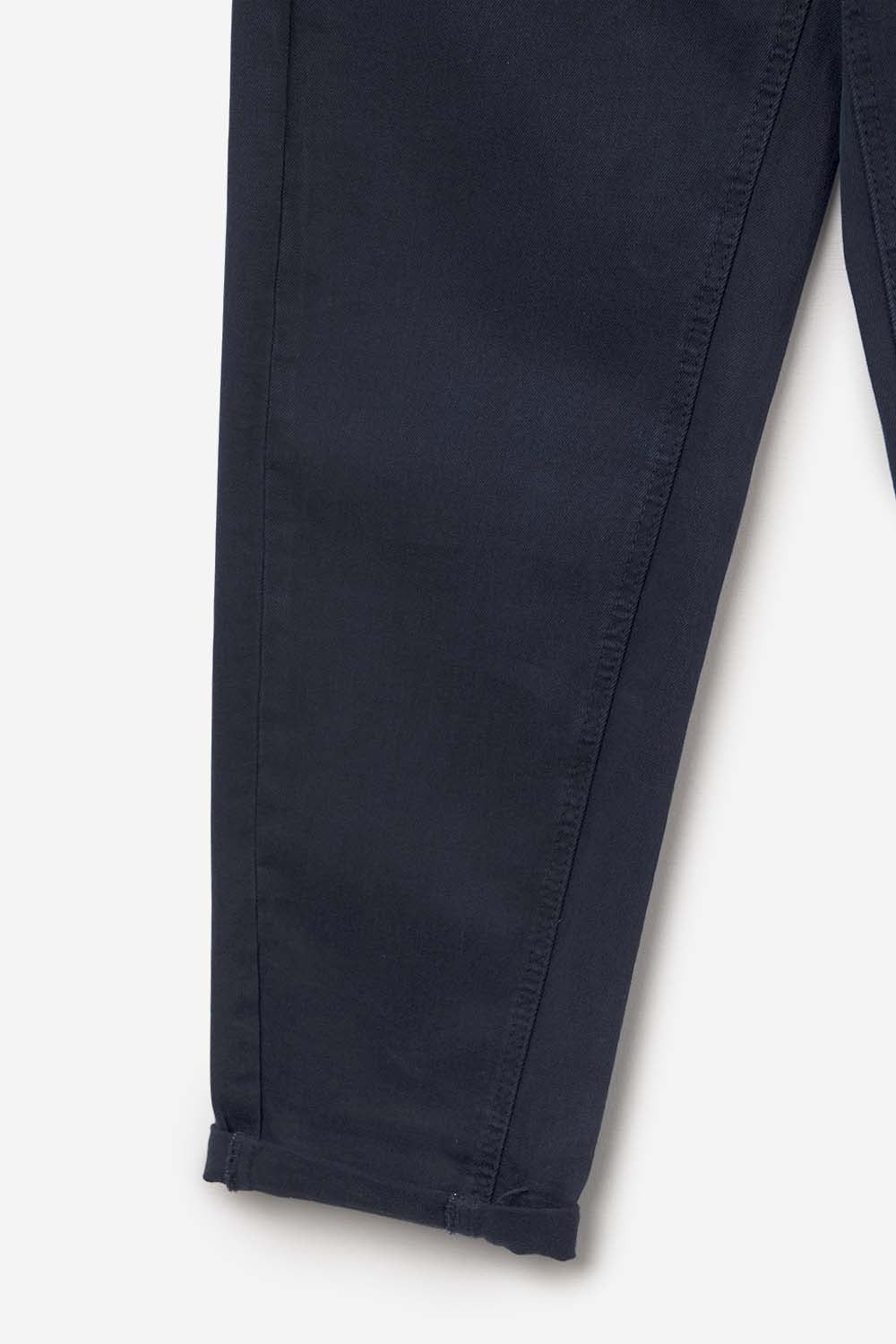 Jeans Denim de Cintura Alta com Perna Reta em Azul Marinho