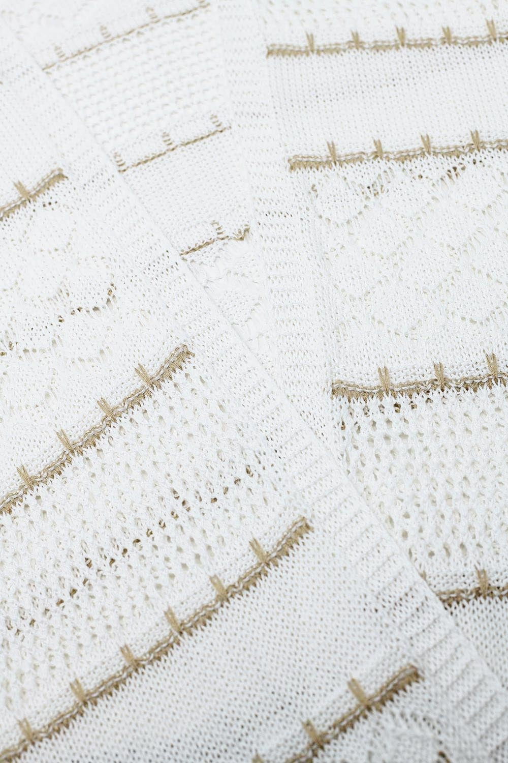 Maxi-casaco de croché branco com mangas compridas