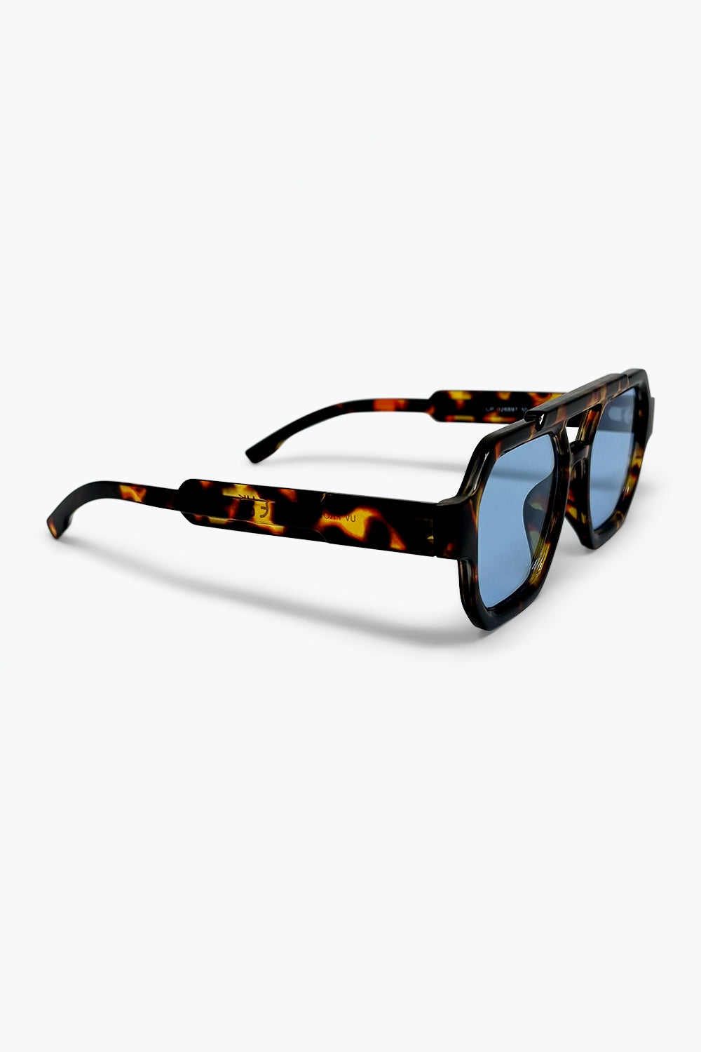 Óculos de Sol Oversized com Lentes Azuis Tartaruga Multicolorido
