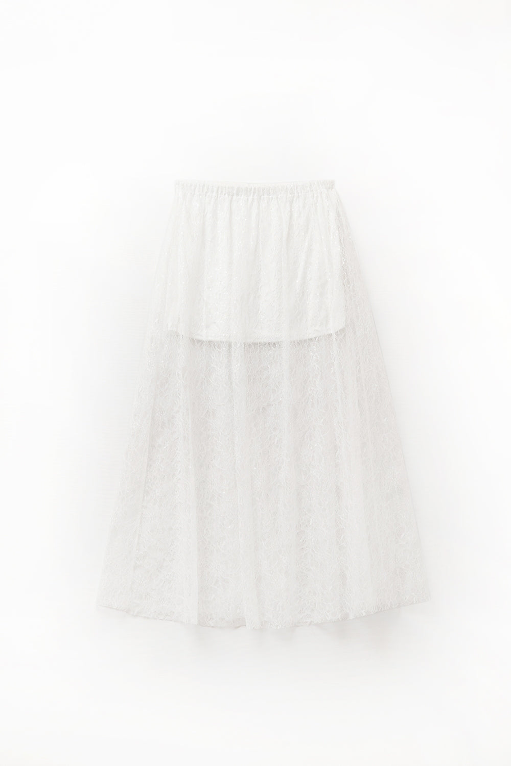 Saia maxi de renda branca com pormenor de lantejoulas