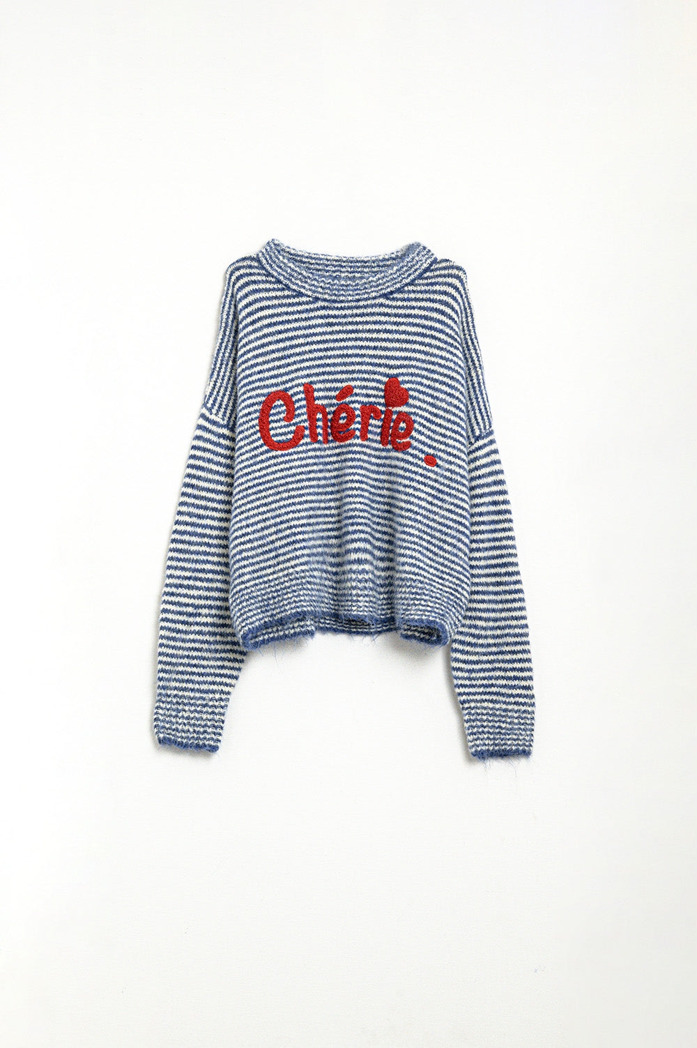 Suéter Chunky Stripey relaxado em azul e branco