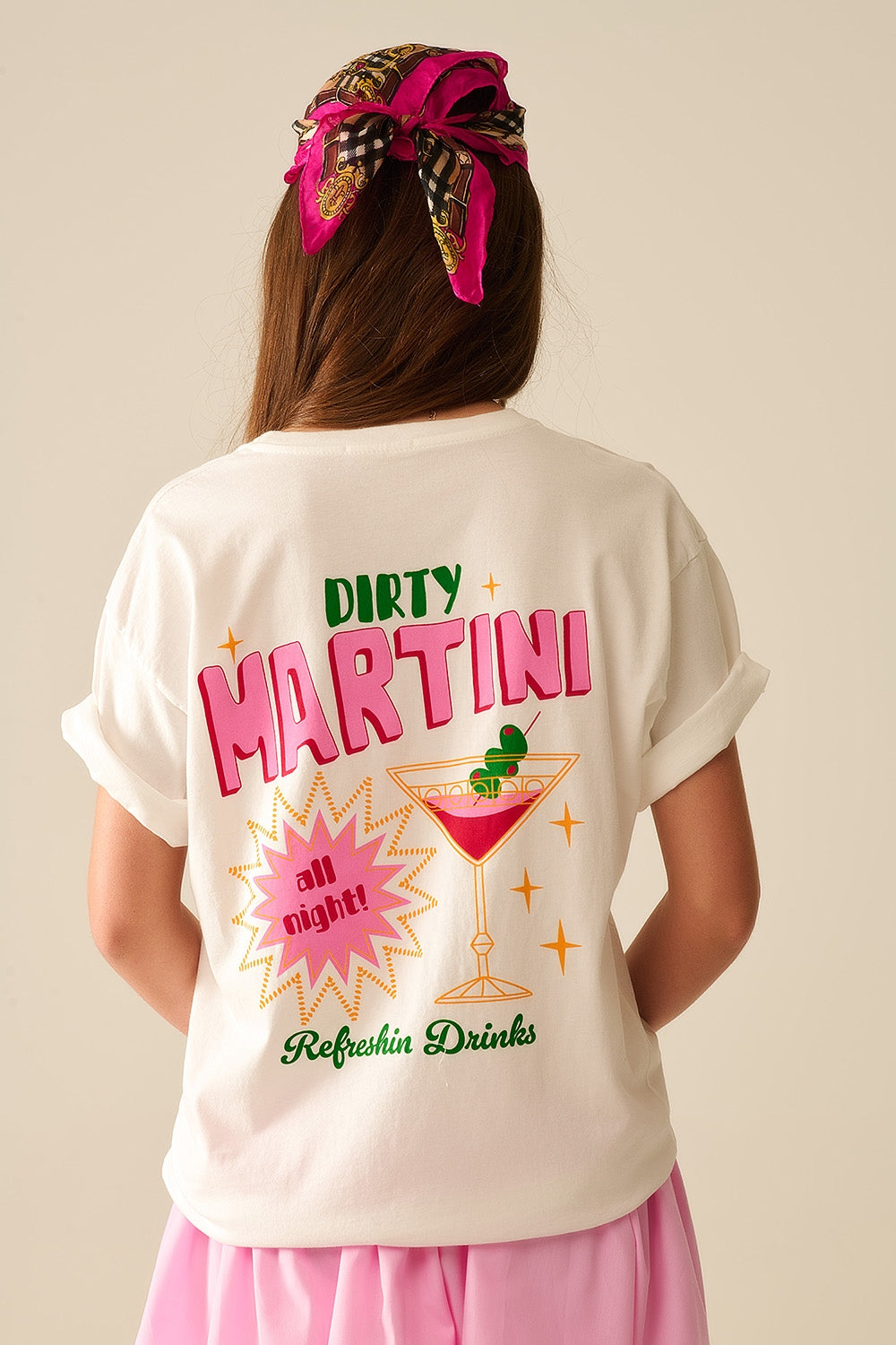 T-shirt branca fabricada em Itália com um logótipo gráfico Martini