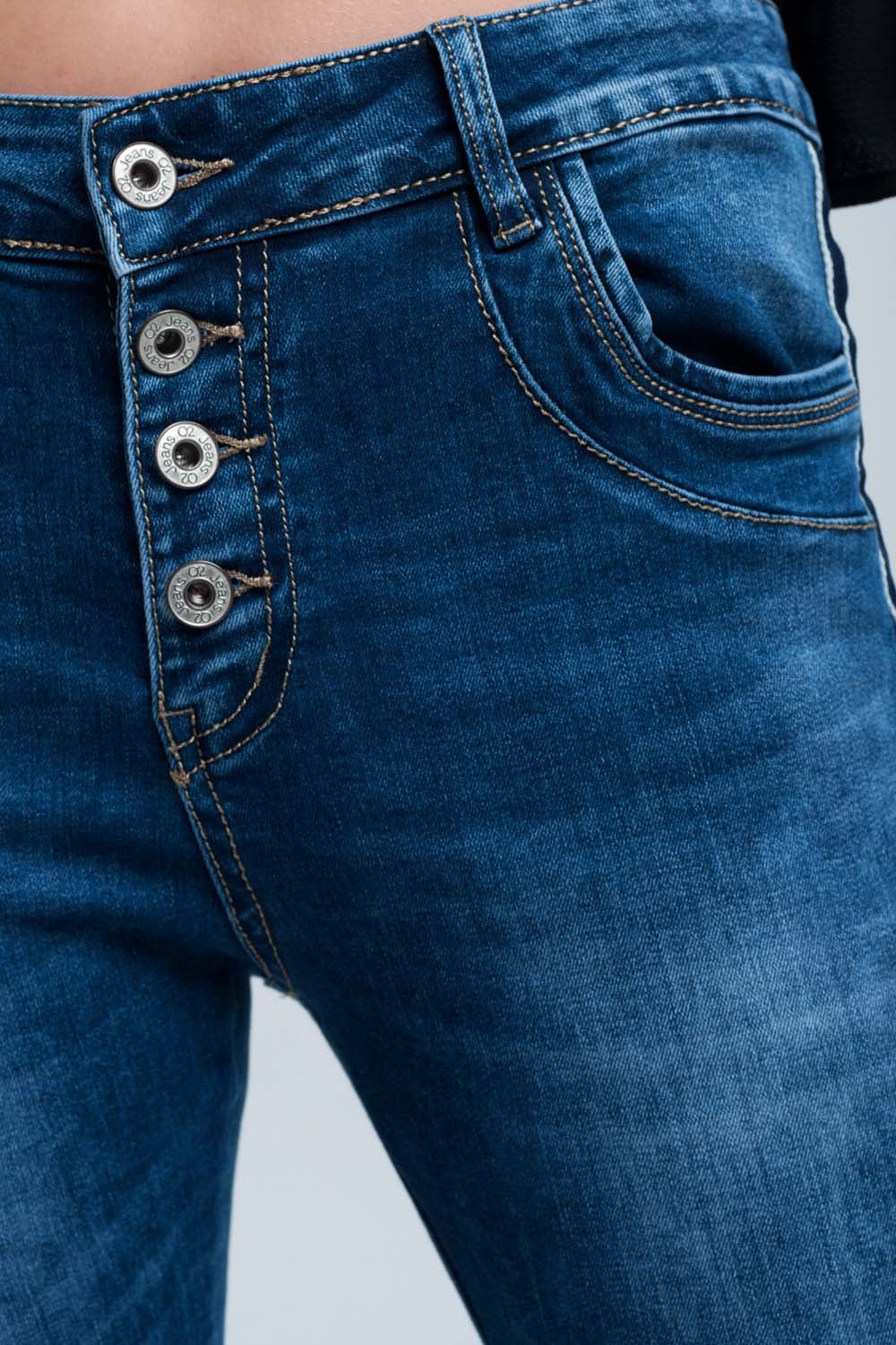 Vaqueiro skinny com listras ao lado