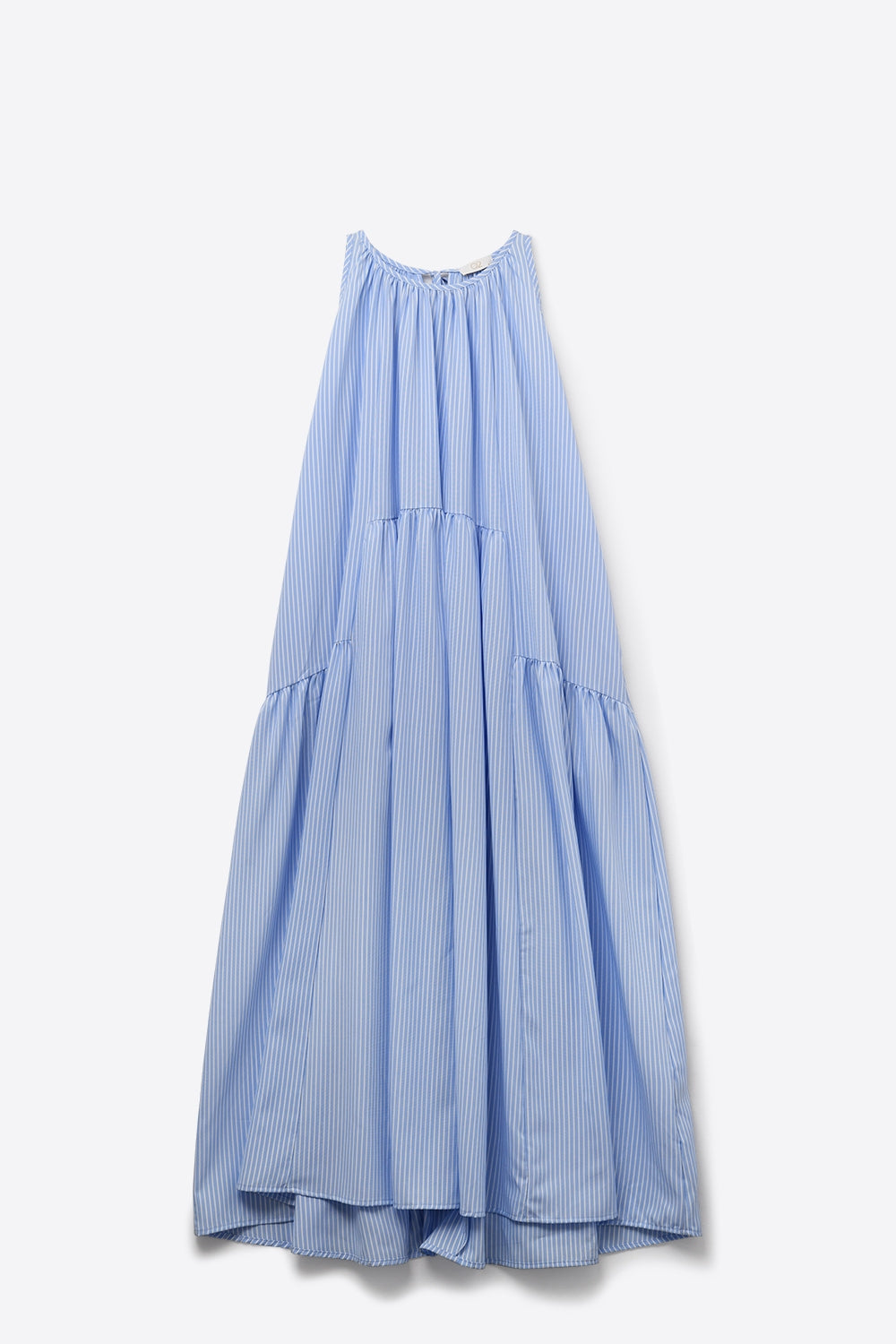 Vestido às riscas fluido e com halteres Azul e branco