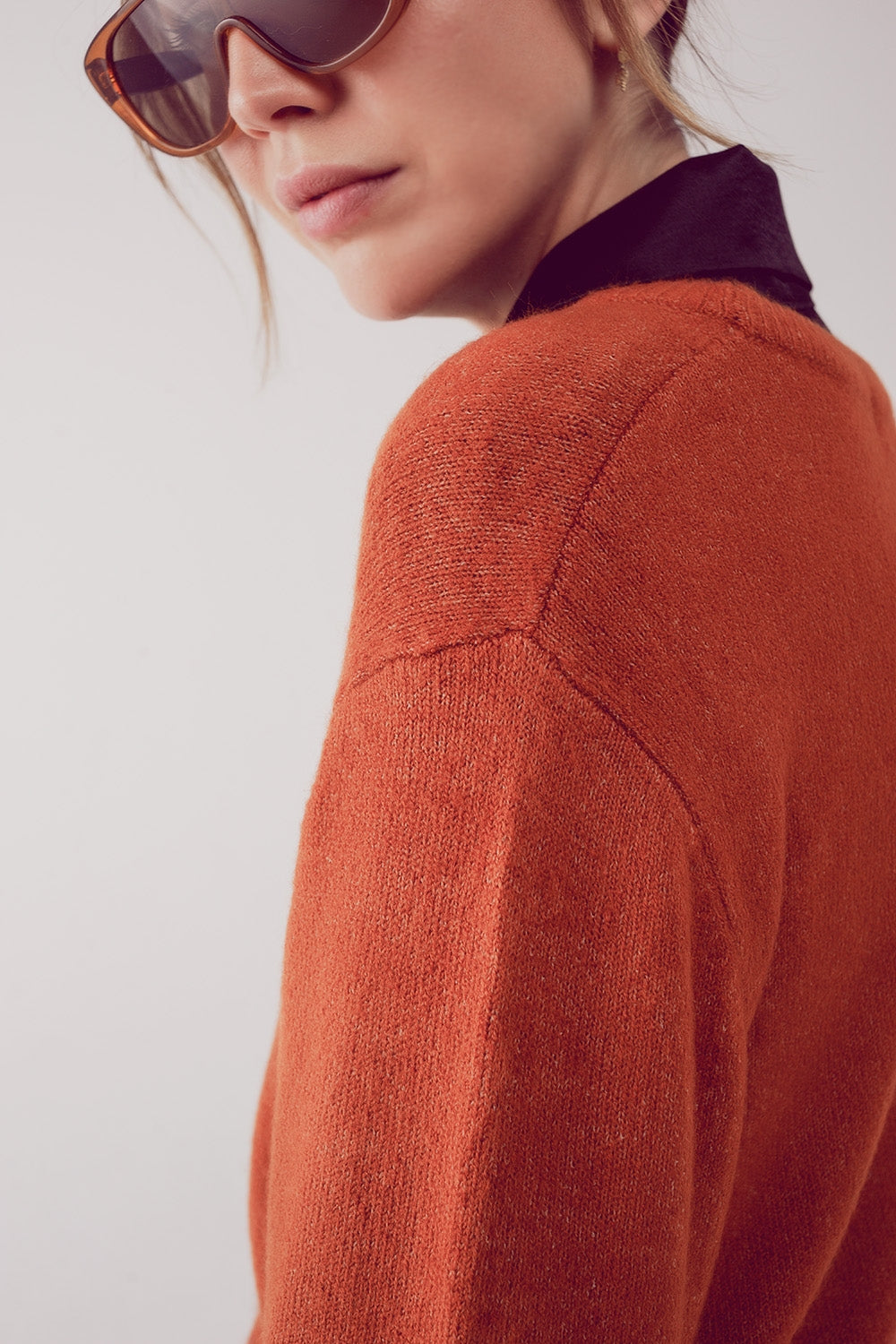 Vestido de camisola oversized com decote redondo laranja