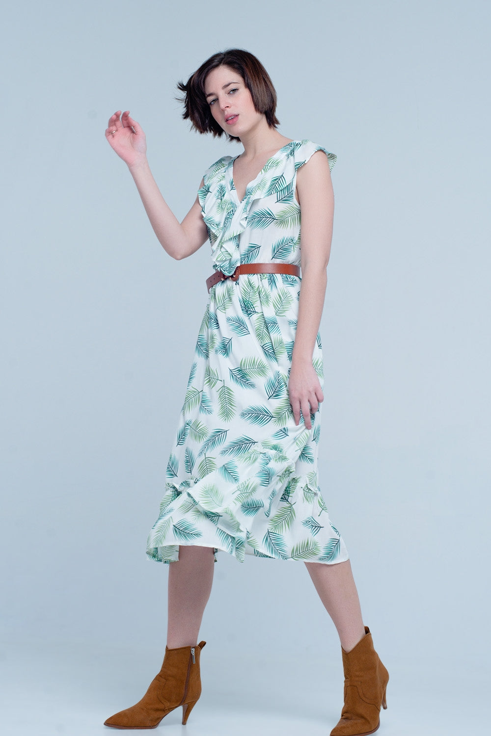 Vestido Midi impresso verde