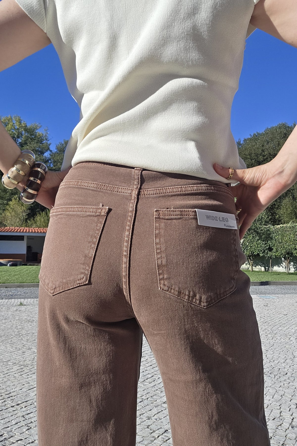 Calças de ganga wide leg Brown