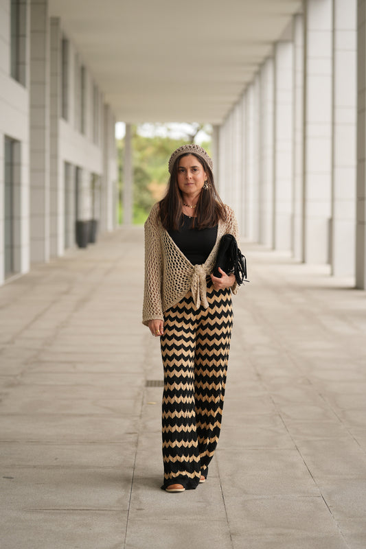 Calças malha zig-zag