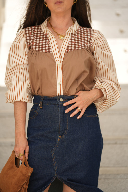 Camisa mixed pattern