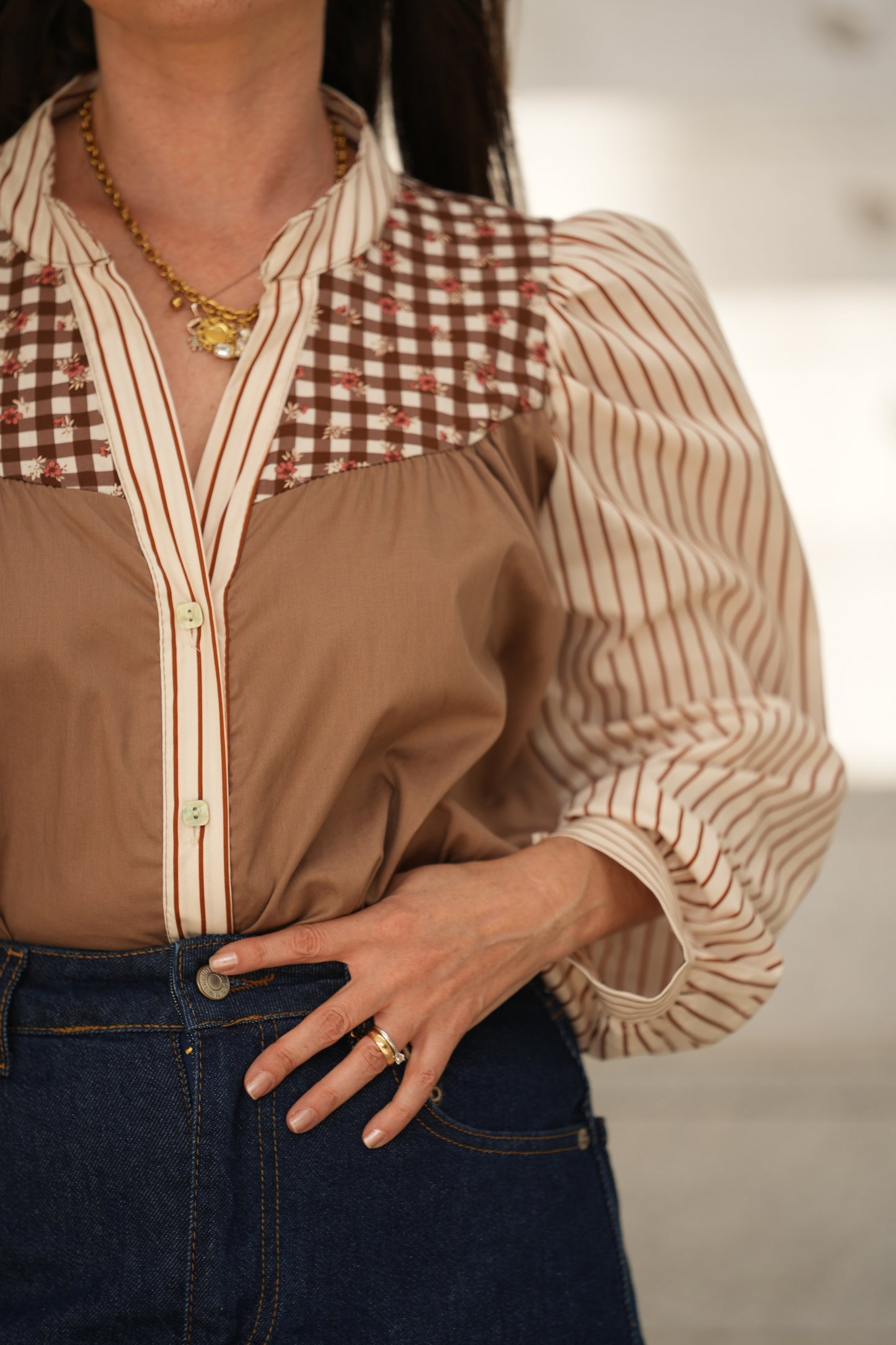 Camisa mixed pattern