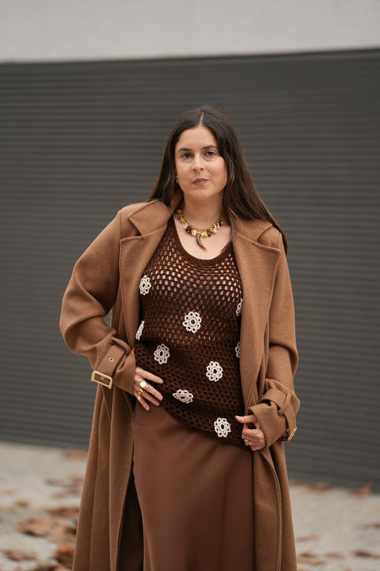 Colete em crochet feito à mão