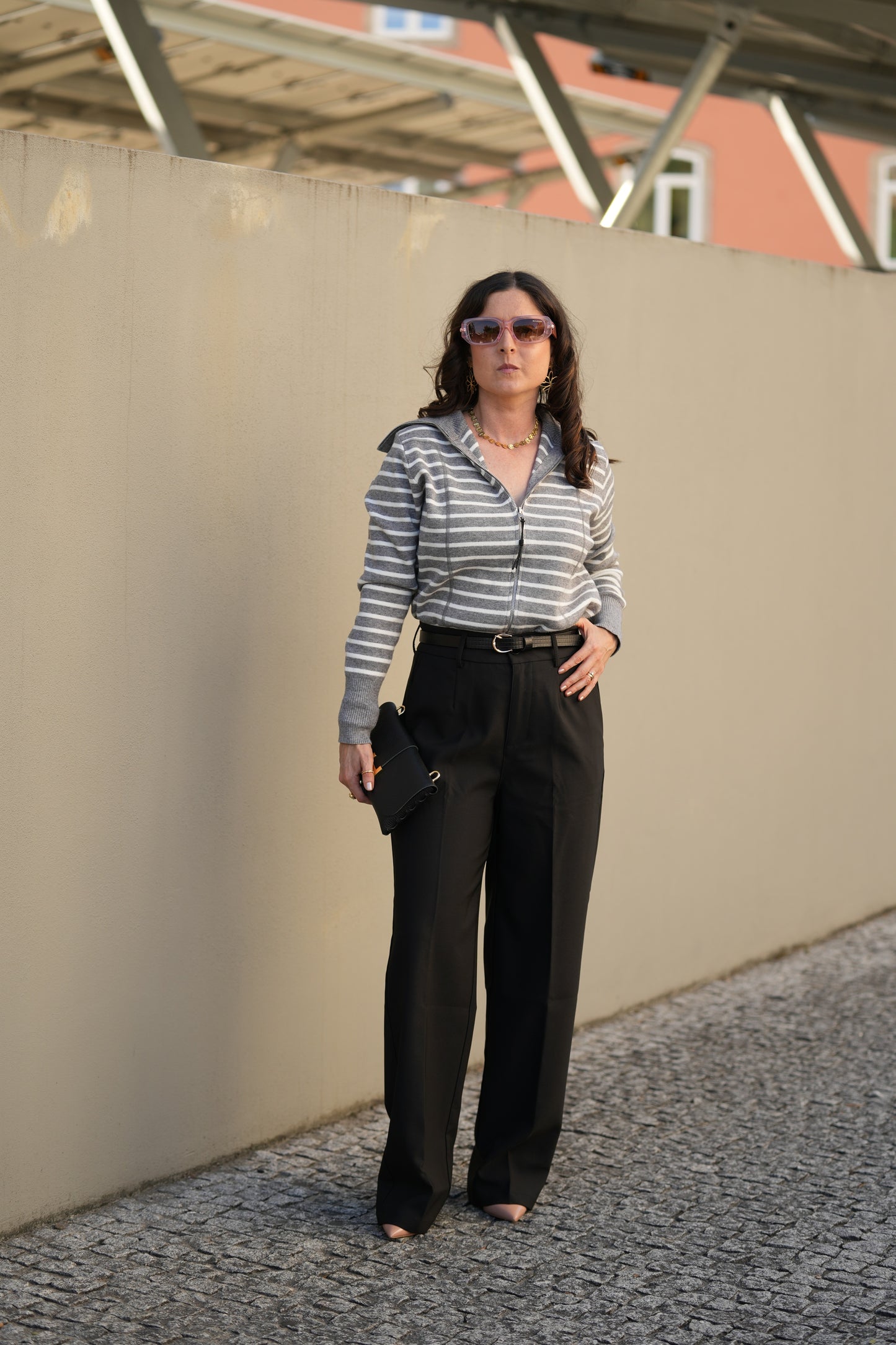 Casaco de malha riscas