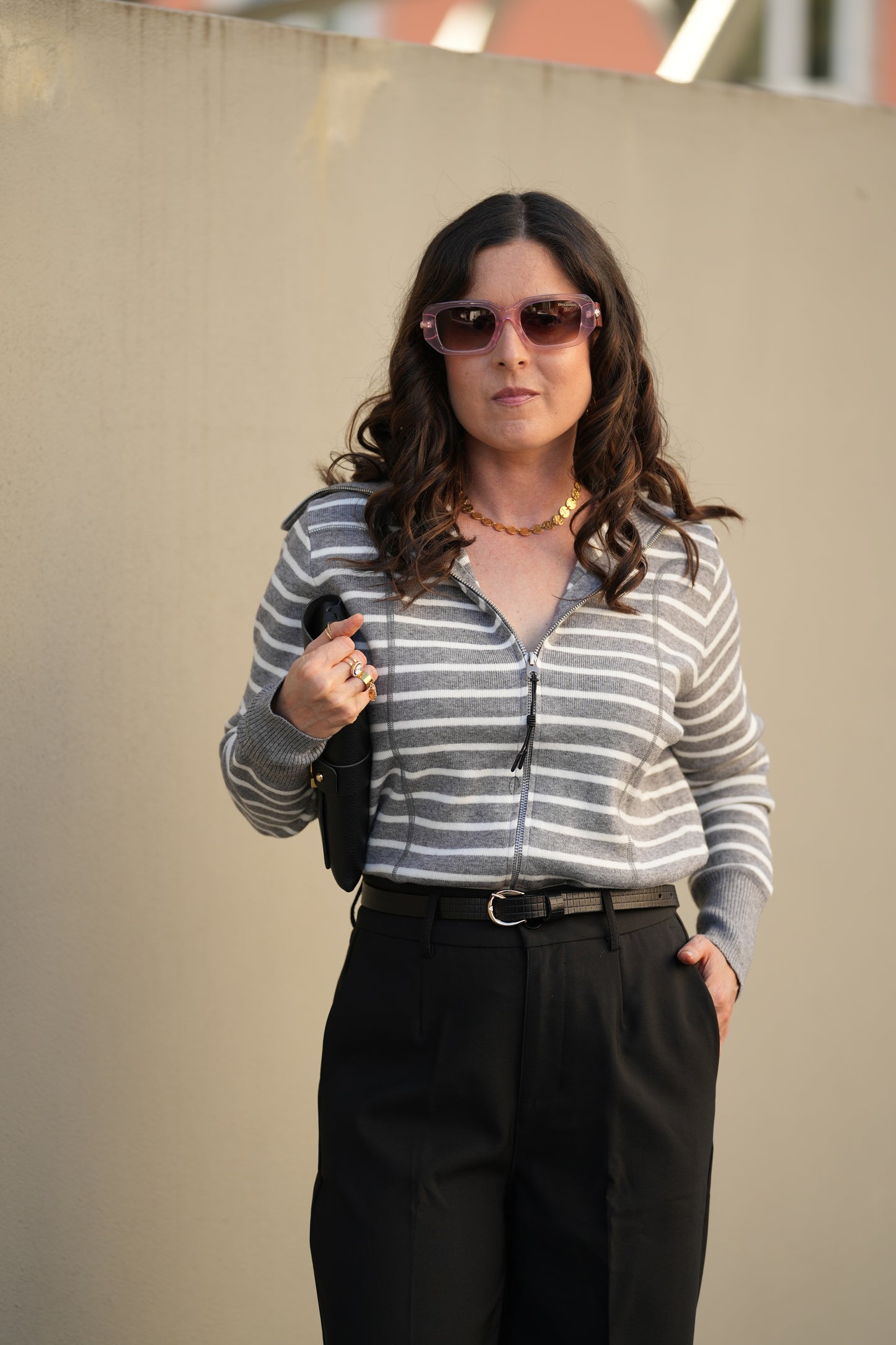 Casaco de malha riscas