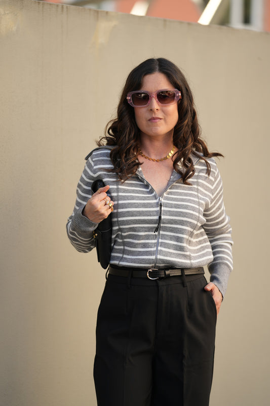 Casaco de malha riscas