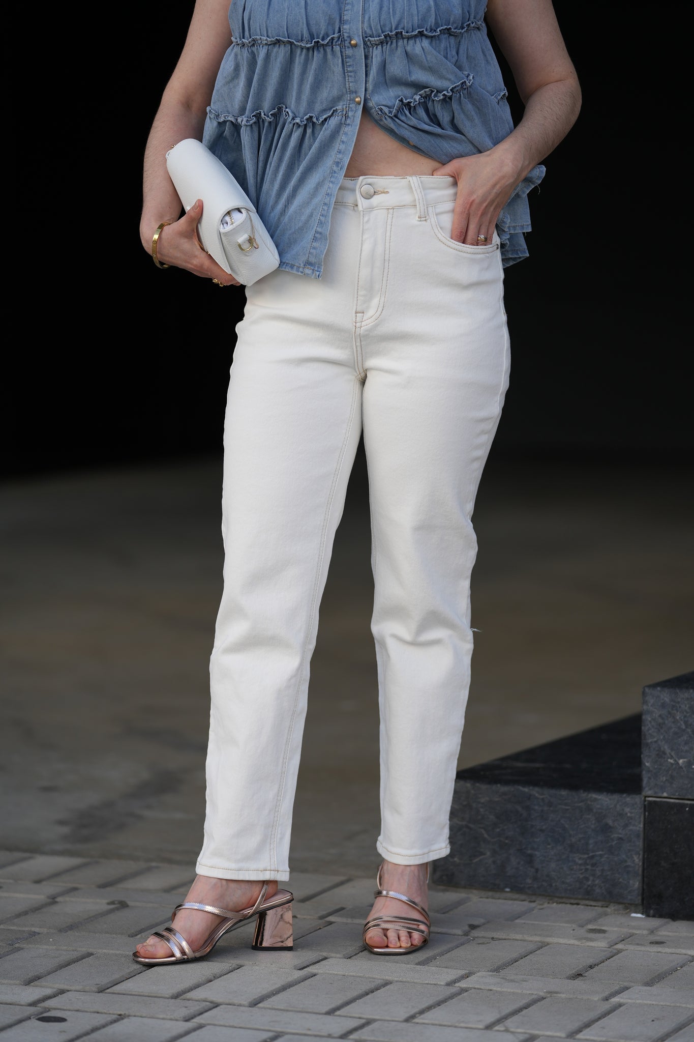Calça de ganga branca