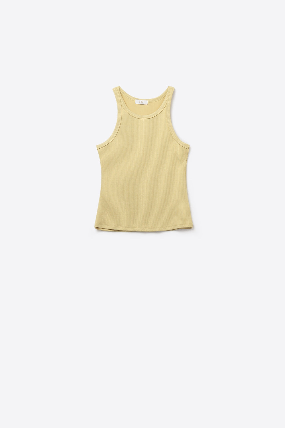 Amarelo T-shirt justa tipo nadador com decote redondo e alças