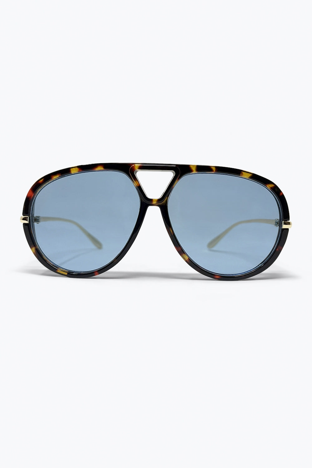 Q2 Armação de Tartaruga Lente Azul Óculos de Sol Oversized