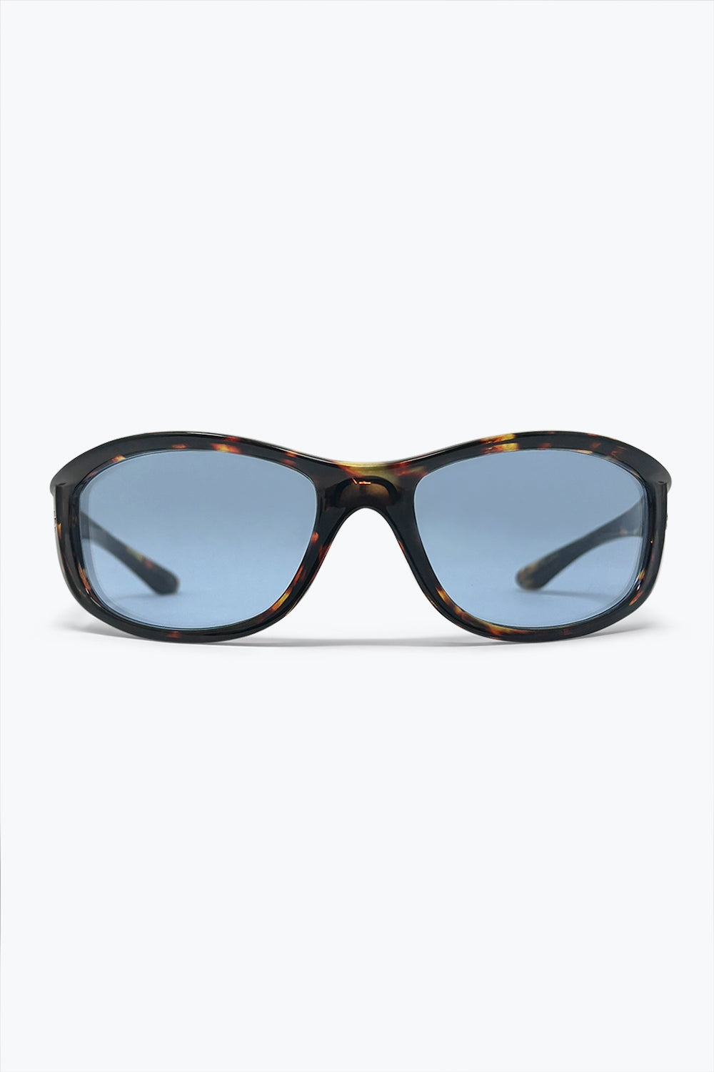 Q2 Armação multicolorida de casco de tartaruga com lentes ovais azuladas