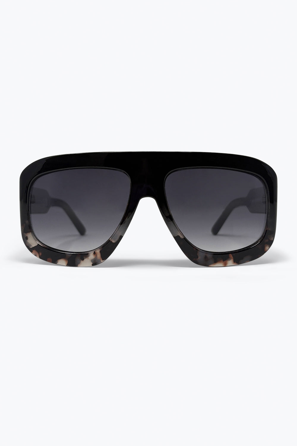 Q2 Armação Preto Tartaruga Óculos de Sol Oversized Shield Com Lentes Degradê