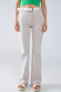 Q2 bEIGE Calças de ganga skinny com pormenor de bolso à frente