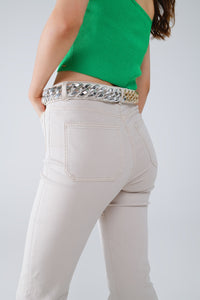 bEIGE Calças de ganga skinny com pormenor de bolso à frente