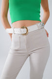 bEIGE Calças de ganga skinny com pormenor de bolso à frente