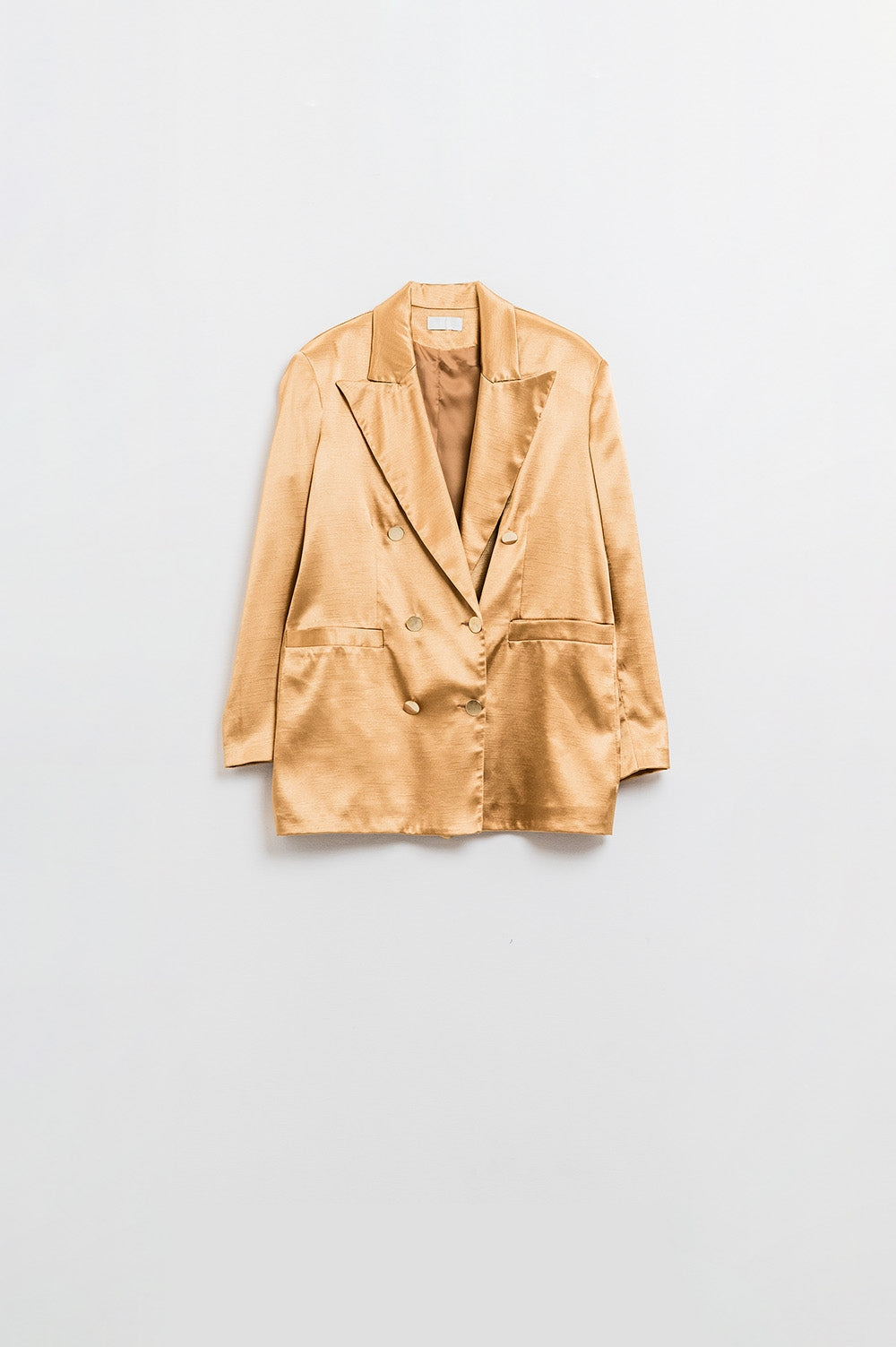 Q2 Blazer com duplo peito em cetim dourado