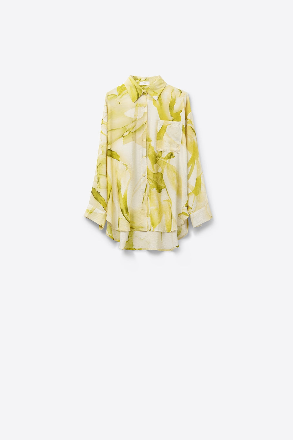 Q2 Blusa com botões estampada em aguarela em amarelo