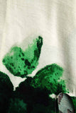 Blusa Cropped Com Estampa Floral em Verde Amarrada na Cintura