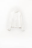 Blusa de Cetim com Manga Longa Botões e Gola Polo na cor Branca