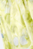 blusa de chiffon estampada verde com mangas bufantes