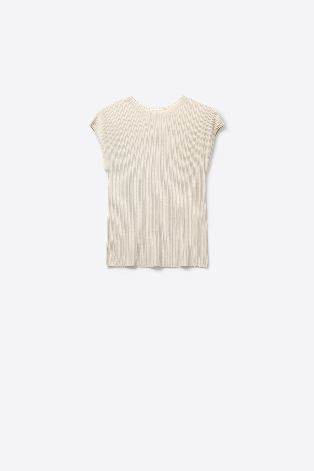 Q2 Blusa de manga comprida em malha canelada creme
