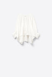 Q2 Blusa Listrada com Manga Balão em Branco
