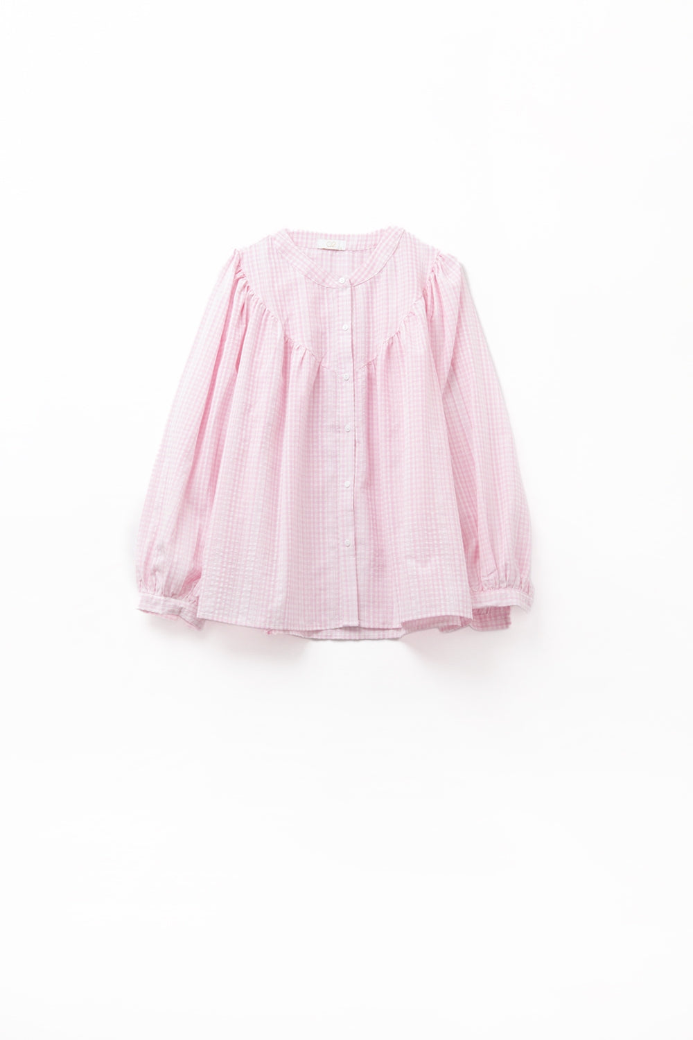 Q2 Blusa sem gola com mangas largas cor-de-rosa pálido