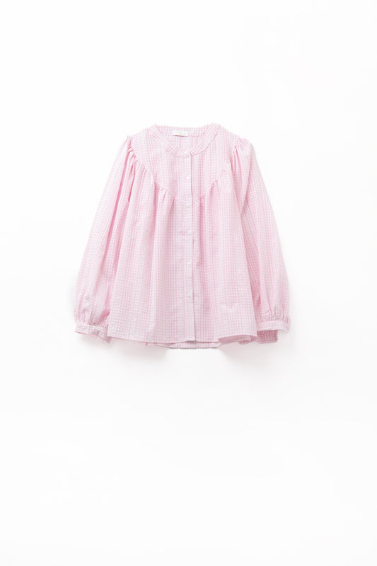 Q2 Blusa sem gola com mangas largas cor-de-rosa pálido