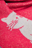 Cachecol largo de malha macia em cor-de-rosa com estampado de gato