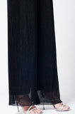 Calça preta plissada de perna larga com elastico