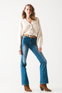 Calças de ganga azuis com corte bootcut