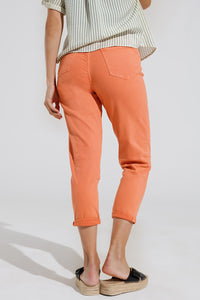 Calças de ganga básicas skinny com tornozelo em cor de laranja
