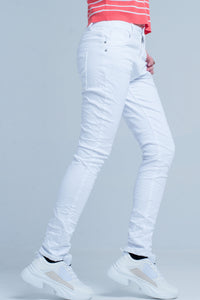 calças de ganga boyfriend branco slim